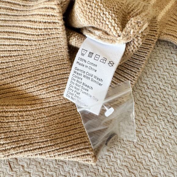 Jamie Kay Brown + Tan Striped Crewneck Cotton Sweater Size 1 Year Sad Beige - Picture 3 of 5